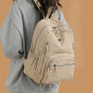 TEMU 1 여성용 대용량 백팩 - 내구성 나일론 멀티포켓 여행백, 조절 가능한 스트랩 & 지퍼 클로저, 우아한 디자인 (스타일리시 블루 & 4가지 색상), 대학, 출퇴근, 캐주얼 스포츠, 일상용, 세련된 스타일, 튼튼한 구조, 다목적 가방