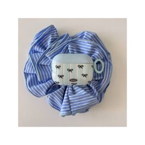 TEMU 블루 보우 더블 레이어 IMD 이어폰 케이스 브레이슬릿 세트 (AirPods Pro 2/Pro/4/3/2 호환)