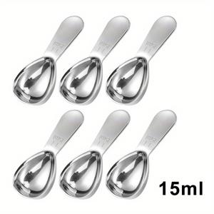 TEMU 6개 스테인리스 스틸 커피 스쿱, 1 Tbsp/2 Tbsps, 짧은 손잡이, 식기세척기 사용 가능, 재사용 가능, 3.86in/4.88in, 단백질 파우더 & 설탕에 적합, 주방용품, 커피 스쿱 세트|세련된 메탈릭 마감|튼튼한 주방용품
