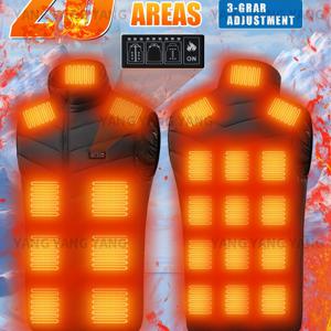 TEMU 2025 신상 남성용 아웃도어 보온 조끼, 겨울철 야외 캠핑 및 사냥 등에 적합한 USB 26개 온열 구역 보온 조끼 (배터리 팩 제외)|USB|남자옷|USB