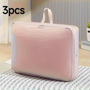 TEMU 3개 세트 압축 가능한 수납백, 공간절약 수납백, 휴대용 여행 수납백, 대용량 수납 큐브, 지퍼 잠금, 여행용품, 선물용, 짐 정리함,포장 솔루션,지퍼 클로저 백,다용도 정리함,고품질 소재,여행용품,압축 가방,자주 여행하는 사람들,휴가 준비물