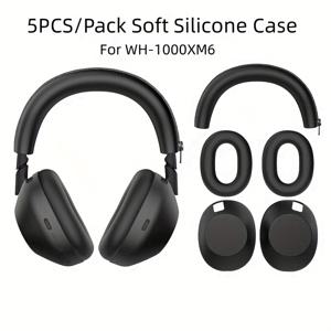 TEMU SONY용 for sony WH-1000XM6 오버-이어 헤드폰 케이스 커버 풀 커버리지 보호 쉘, 빔 커버, 이어 캡 및 이어 쿠션 보호자 소프트 실리콘 슬리브