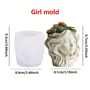 TEMU 1개 긴머리 소녀 레진 실리콘 몰드, 보관함 펜 홀더 시멘트 콘크리트 화분 몰드 - 꽃꽂이 공예 몰드 - DIY 캔들 컵 석고컵 실리콘 몰드 - 다기능, 편리한 탈형