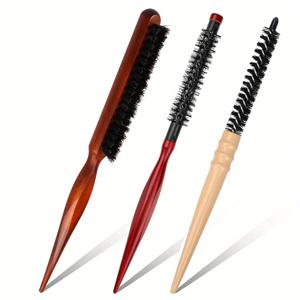 TEMU 3개 세트 전문가용 헤어 스타일링 브러시 세트 - 라운드 블로우 드라이 브러쉬 & 슬림 라인 빗, 나일론 브리스틀, 인체공학적 핸들, 매끄럽고 부드러운 스타일링을 위한 스트레이트닝, 모든 머리 타입에 적합한 내구성 있는 헤어 도구, 슬릭 브러시 디자인, 홈 사용을 위한 살롱 브러시