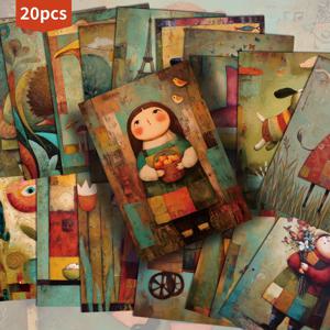 TEMU 20팩 ASSTSS 빈티지 포스트카드 - 4x6인치 레트로 핀업 일러스트레이션, 스크랩북용 컬렉터블 데코 카드, 기념일 선물 및 아트 프로젝트, 공예 액세서리, 판타지 일러스트레이션 카드, 예술적 디자인 품질
