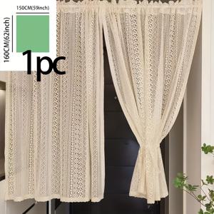 TEMU 1pc 일본 영감을 받은 빈 공간이 있는 줄무늬 투명 커튼, 바구니 포켓 - 스타일, 반투명, 폴리에스터 원단, 거실과 침실 장식에 완벽, 거실 커튼