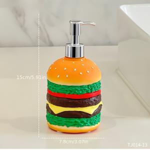 TEMU 귀여운 버거 디스펜서 병 - 푸시 펌프 기능, 주방 & 욕실 세면도구 정리함, 비독성 레진 소재 (비누/샴푸/바디워시용), 패스트푸드 애호가를 위한 이상적인 선물, 재미있는 디자인, 내구성 강한 컨테이너, 홈 액세서리