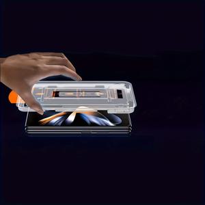 TEMU 2pcs 삼성 갤럭시 Z Fold3/Z Fold 4/Z Fold5/Z Fold 6 강화 유리 스크린 보호기, 경도 9H, 반짝이는 표면, 먼지 방지, 긁힘 방지, 세 단계 먼지 없는 케이스, 한 클릭 스크린 보호기