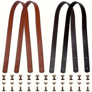 TEMU 4개 세트 리얼리스틱 합성가죽 핸들 스트랩 - 철제 리벳 포함, 핸드백 교체용 & DIY 지갑 만들기 재료, 내구성 강한 합성가죽과 금속 리벳 패스닝, 가죽 패치 지갑 및 DIY 지갑 제작용