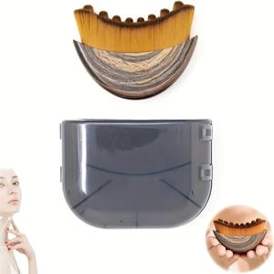 TEMU 림프 컨투어 얼굴 브러시 - 얼굴 림프 배출, 순환 강화 및 어두운 원형을 위한 에르고노믹 나일론 브리스틀 마사지 도구 - 모든 라이트 베이지 유형, ABS 플라스틱 핸들, 얼굴 라이트 베이지 케어, 세련된 브러시 디자인, 내구성 있는 브러시 헤드