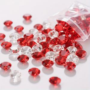 TEMU 3650개 레드 & 클리어 인조 - 웨딩, 크리스마스, 홈 센터피스를 위한 반짝이는 보석 장식품 - 고급 파티 데코 - 내구성 아크릴 소재 - 테이블탑, 캔들, 메이크업 디스플레이용 - 합리적인 가격의 화려한 장식, 결혼식 선물, 축제 모임 장식, 빛나는 보석 같은 외관