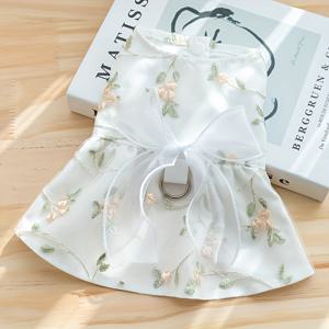 TEMU 3D 플로럴 페어리 강아지 드레스 - 핑크 장미 & 그린 리프, 스냅 버튼 클로저, 가볍고 통기성 좋은 소재, 소형 및 중형견용 봄 여름 애완동물 의류