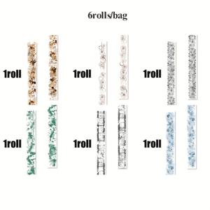 TEMU 6 롤/가방 테이프 콤비네이션 페이퍼 잉크 스테인 시리즈 레트로 잉크 스테인 테마 PET 테이프, 스크랩북 용품, 메모 패드 액세서리, 장식 사진 프레임, 컴퓨터 휴대폰 케이스, 물병, 쓰레기 잡지, 문구 상자, 데스크탑 장식 스티커, 개학 시즌 스티커