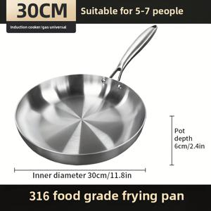 TEMU KEMORELA 1개 316 스테인리스 프라이팬, 무코팅 | 밝은 표면 디자인, 모든 종류의 요리용으로 적합, 모든 종류의 스토브에 적합 - 스테이크 팬, 주방 조리기구