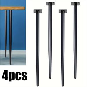 TEMU 4개 세트의 강력한 금속 원형 테이블 다리 - 의자, 소파, 커피 테이블, 바용으로 사용할 수 있는 내구성 있는 교체 가구 다리 - 블랙, DIY 프로젝트 및 가정 개선 용품, 앉는 데 사용할 수 있는 테이블 다리, 바 가구 다리, 원형 디자인, 튼튼한 구조|좌식테이블