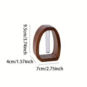 TEMU 우아한 목재 및 유리 수경 화병 - 현대적 디자인의 실내 식물용 투명 유리 튜브, 전기 불필요, 홈 데코 및 책상 장식에 완벽, 자연 감성의 플랜트 데코