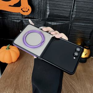 TEMU 삼성 플립 7, 플립 6, 플립 5 호환 실용적이고 미니멀한 폰 케이스 - 360° 자석 회전 스탠드 기능 및 편안한 라이트 베이지 오일 텍스처 다양한 컬러 옵션