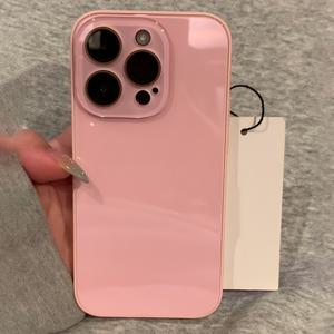 TEMU 럭셔리 트렌디 솔리드 컬러 광택 유리 폰 케이스, 아이폰 16 15 14 13 12 프로 맥스 호환 렌즈 보호 충격 방지 하드 백 커버