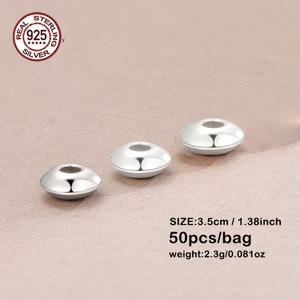 TEMU 50개/백 Luxe 925 스테링 실버 우주비행선 차밍 - 3.5mm 스페이서 비즈 스택 가능한 팔찌 및 목걸이용 | 다용도 보석 제조 용품