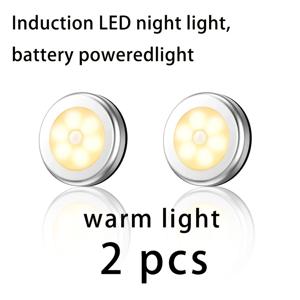 TEMU 2개 세트 라운드 자석 LED 무드릴 무선 침대 옆 조명 - 스마트 듀얼 센서(빛 + 움직임), 배터리 구동, 계단/복도/옷장/욕실/주방용, 드릴 없는 설치, 홈 데코, 현대적 디자인, 내구성 플라스틱|무드등