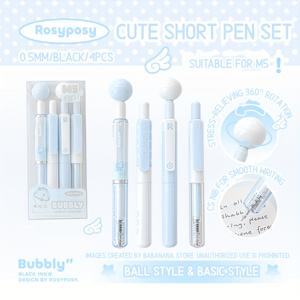 TEMU 4개, 귀여운 짧은 CS 니브 회전 볼 스트레스 해소 볼펜 세트, 캔디 컬러 시리즈, M5/B5 사이즈 노트북 호환, 사무실 스트레스 해소 볼펜
