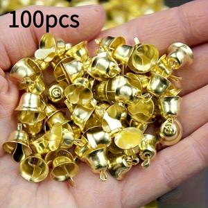 TEMU 50/100개 미니 골든 벨 - DIY 공예 및 휴일 장식에 적합한 반짝이는 메탈 크리스마스와 추수감사절 장식 | 광택 있는 벨 참 | 내구성 있는 금속 오너먼트, 크리스마스 장식