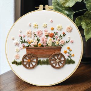 TEMU 1개 자수 세트, 20x20cm/7.9x7.9인치, 아름다운 플로츠 디자인, DIY 자수 키트, 성인 및 초보자용. 자수 천, 설명서, 자수 줄, 바늘 및 실 포함. 친구나 가족을 위한 완벽한 휴일 선물이자 가구 및 사무실용 핸드메이드 예술 작품