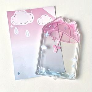 TEMU 핑크 리본 & 별 디자인의 3인치 아크릴 포토카드 홀더 - 귀여운 쿠폰 아이돌 사진 프레임, 데스크탑 장식용 내구성 있는 PVC 카드 디스플레이, K팝 팬을 위한 완벽한 선물, 팬 상품, 재미있는 디자인, 투명 소재