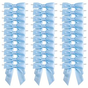 TEMU 50개 우아한 리본 보우와 장식 - 파스텔 블루, 소프트 폴리에스터 보우, 선물 포장, 결혼식 장식, 파티 선물, 꽃꽂이용 - DIY 공예, 생일, 기념일, 발렌타인데이에 이상적 - 이벤트용 대량 리본 보우, 선물 포장 용품, 장식용 보우, 매끄러운 질감, 공예 재료, 장식용 보우, 내구성 있는 소재, 공예 애호가용