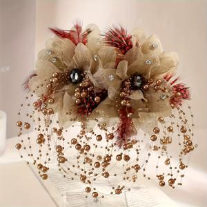 TEMU 1개 대형 헤어 클립 - 우아한 체인/비즈 장식 여성용 머리핀, 어머니날·발렌타인데이·웨딩 선물 추천 - 블랙/레드/베이지/화이트/그레이 컬러의 고급스러운 헤어 액세서리, 업도/머리묶음/브레이드에 완벽한 내구성 있는 스타일리시 핀