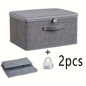 TEMU 특대용 용량 2개 조합 [1개 도난 방지 비밀번호 잠금 장치 + 1개 지퍼 수납 상자] 특대용 용량 두꺼운 접이식 수납 상자 옷장 의류 정리 / 거실 잡화 정리 보안 및 도난 방지 대용량