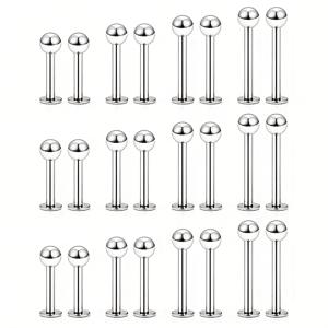 TEMU 24개 304 304 스테인리스 스틸 립 귀걸이 세트 - 여성과 남성을 위한 바디 피어싱 주얼리, 304 304 304 스테인리스 스틸, 캐주얼 스타일, 일상 착용, 파티, 선물에 완벽, 데이, 사계절, 파티 액세서리| 귀걸이|내구성 있는 귀걸이, 배터리 없음