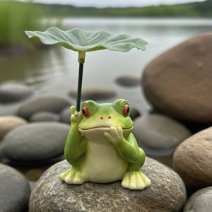 TEMU 1개 매력적인 우산을 든 개구리 레진 장식 - 러스틱 동물 테마 홈, 정원, 사무실, 파티오용 장식 - 크리스마스와 추수감사절을 위한 완벽한 선물, 개구리 정원 장식