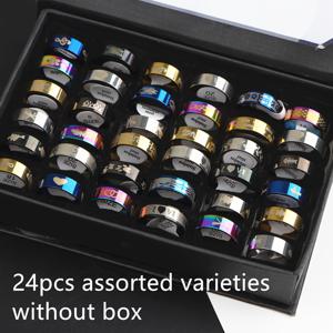 TEMU 24개 세트 패셔너블하고 우아한 프린팅 스테인리스 스틸 여성용 반지, 심플 데일리 남녀 공용 링, 혼합 스타일 파티 선물, 주얼리 액세서리 (박스 미포함)