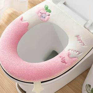 TEMU 가을 겨울용 두꺼운 욕실 접합 변기 커버, 귀여운 동물 자수 변기 커버 쿠션, 부드럽고 휴대가 편리한 휴대용 변기 커버, 닦을 수 있는 변기 커버, 변기 장식 및 액세서리, 변기 커버 시트 및 상단, 크리스마스 변기, 변기 뚜껑|변기부속품|변기커버
