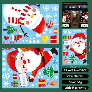 TEMU 45개 크리스마스 창문 장식 세트 - 눈꽃, 선물 상자, 사탕, 크리스마스 트리, 양말, 산타 클로스, 눈인형이 있는 Merry Christmas PVC 스티커, 정전기 흡착 - 접착제 없이 제거 가능하며 흔적 없이 남김, 장식에 적합