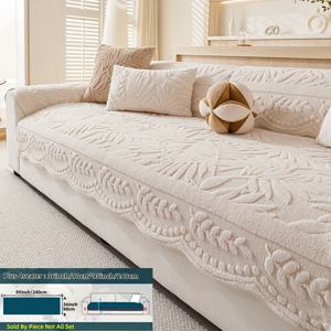 TEMU 1개 플러시 소파 커버, 잎사귀 패턴, 사계절 사용 가능, 미끄럼 방지 & 내구성 있는 원단, 부드러운 소재, 반려동물 친화적, 모든 사이즈에 적합, 세탁기 사용 가능 – 완벽한 거실 인테리어|소파|쇼파커버|3인용쇼파