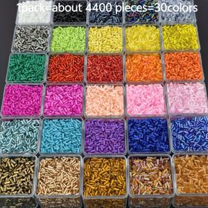 TEMU 4400개 컬러풀 유리 튜브 비즈, 2X6mm - DIY 주얼리, 팔찌, 목걸이 및 공예 프로젝트용 30가지 생동감 있는 색상 - 수제 재봉, 의류, 가방 및 크로스 스티치 액세서리용 - 스타일, DIY 주얼리 만들기 | 창의적인 수제 제품 | 비즈워크, 주얼리 만들기 용품