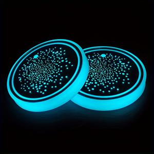 TEMU 차량 컵 홀더용 LED 스마트 라이트 매트, USB 충전식 미끄럼 방지 코스터, 진동 센서 자동 차단, 컬러풀 자동 온/오프 모드, 배터리 구동 내부 액세서리, 현대적인 차량 액세서리, 내구성 있는 접착제
