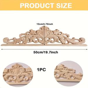 TEMU 1개 우아한 나무 조각 애플리케 트림 - 가구, 캐비닛, 침대 및 옷장용 무도색 솔리드 우드 장식 몰딩 - 꽃과 잎 모티브가 있는 DIY 홈 데코, 목각 장식