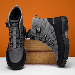 TEMU 남성용 보온 겨울 스노우 부츠 - 쿠션 EVA 깔창, 미끄럼 방지 PVC 밑창, 레이스업 클로저, 베이지/화이트 아이스 & 스노우 하이킹용, 내구성 있는 합성 소재 상단 부츠, 라운드 토 디자인, 패브릭 안감