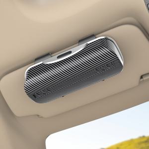 TEMU 카본 파이버 텍스처가 돋보이는 자동차용 사선바람막이 패션안경홀더 & 수납박스 - 조절 가능한 클램프, 미러 표면, 컴팩트 디자인의 다기능 오거나이저 (모든 차량에 적합), 공간 절약형 정리함, 내구성 있는 고품질 마감, 운전자에게 필수인 로드 여행 장비|선글라스|썬그라스