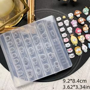 TEMU 1개 귀여운 곰 모양 실리콘 네일 아트 몰드 - DIY 클레이, 레진 및 네일 장식용 3D 조각 & 보석 만들기, 내구성 있는 공예 몰드 (다양한 포즈와 표정의 곰 디자인), 창의적인 공예, 기발한 디자인, 정교한 장인 정신