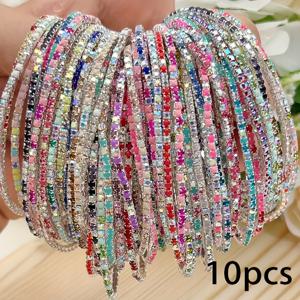 TEMU 여성용 우아한 팔찌 - 글리터 옵션 (파스텔 & 강렬한 색상), 일상 및 특별한 날 액세서리, 발렌타인데이, 생일, 기념일에 완벽한 선물 - 연중 럭셔리 손목 체인, 스타일리시 디자인, 반짝이는 라인스톤, 패션 애호가를 위한 화려한 장식