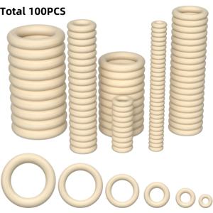 TEMU 100개입 헤비듀티 월넛 우드 링 팩 - 공예, 마크라메, 냅킨링, 주얼리 제작용 천연 나무 고리 - 6가지 사이즈 (1.5-5.5cm) - DIY 프로젝트, 홈 데코, 파티 장식에 이상적 - 우아한 자연스러운 목재 마감 - 초보자와 전문가 모두에게 완벽