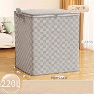 TEMU 대형 헤비듀티 접이식 보관백 (뚜껑 및 강화 핸들 포함) - 다목적 직사각형 지퍼 이사용 박스, 옷, 침구, 이불 보관에 적합 - 침대 밑 정리함, 기숙사 보관백, 이사용품 - 통기성 원단 백
