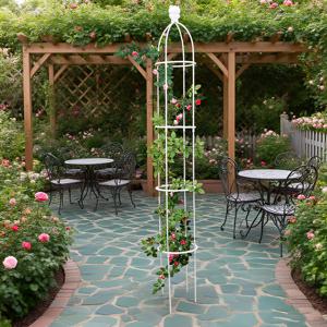 TEMU 올 장식 스타일 식물 지지대 유리섬유 식물 격자 유럽 디자인 링 분할 및 꽃 스탠드 실내외 정원용 장미, , 덩굴식물에 완벽한 무료 4개 식물 홀더