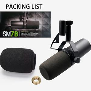 TEMU SM7B 스튜디오 마이크 - XLR 다이내믹 마이크, 팝 필터 포함, 헤비듀티 금속 제작, 플러그 앤 플레이, 스트리밍, 팟캐스팅, 녹음, 노래방, 게이밍용 - PC 호환 (블랙)