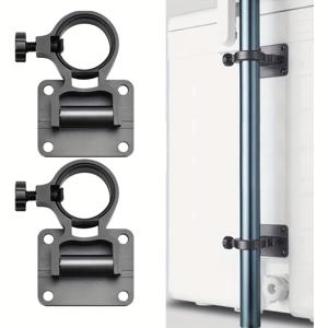 TEMU 2개 세트 헤비듀티 알루미늄 합금 벽걸이 낚시 우산 & 낚싯대 홀더 - 조절 가능한 클램프, 접이식 블랙 낚시 장비 정리대, 보트, 발코니, 파티오용 - 공간절약형 야외 보관, 안전한 고정, 내구성 & 휴대성