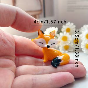 TEMU 1개 수제 미니 여우 조각상 - 귀여운 만화 여우 피규어, 감정적인 눈, 유리 수집용 장식품 (가정, 사무실, 욕실, 주방, 거실) - 생일, 파티, 크리스마스, 할로윈, 여우 장식, 사무실 장식, 소박한 스타일
